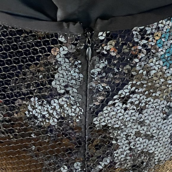 NEW CAROLE LITTLE -- Black Sequined Mini Skirt, Silk, Side Zip, NWTags - Picture 9 of 12